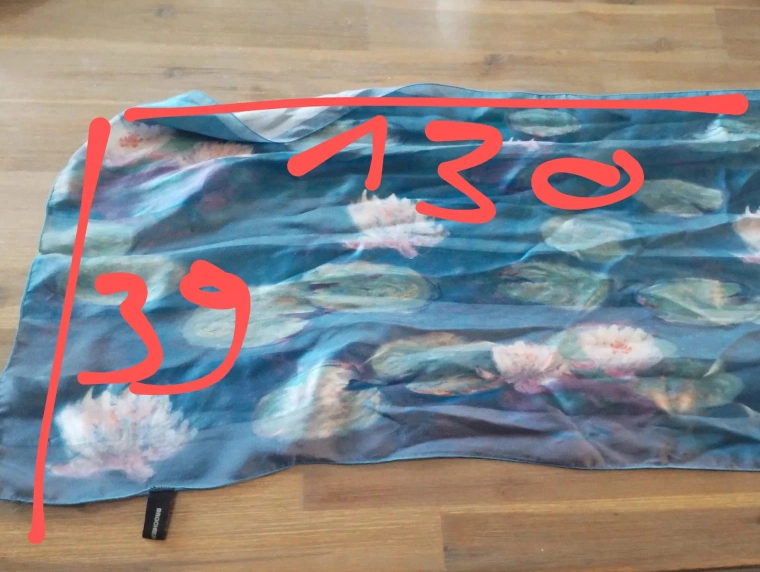 Fular com motivo de nenúfar Monet, 100% seda – photo 9